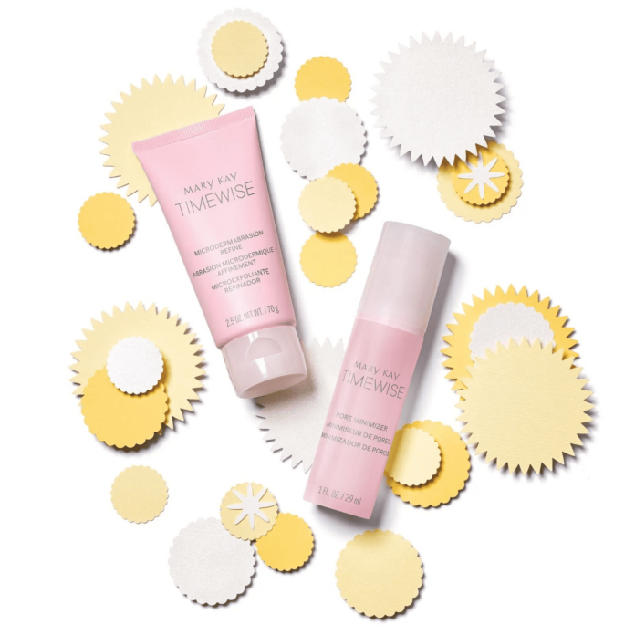 Fotografia dos frascos da microdermoabrasão Mary Kay, utilizada para ilustrar artigo sobre microdermoabrasão Mary Kay.